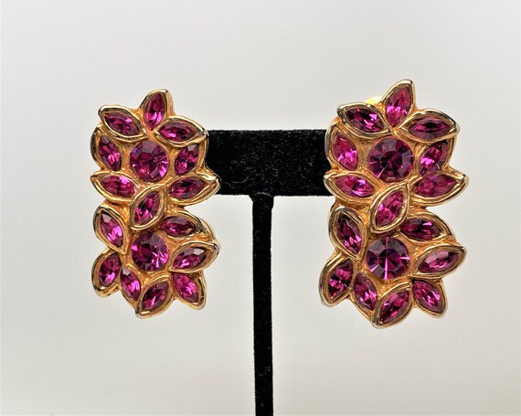 Vintage Christian Lacroix Gold Plated & Pink Crys… - image 6