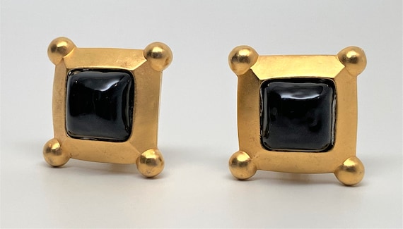 Rare vintage gorgeous runway gripoix glass Karl Lagerfeld KL Dome Earrings