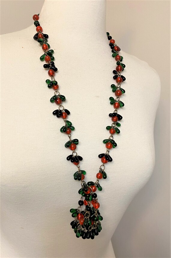 Stunning Antique Murano Orange, Black & Green Gla… - image 3