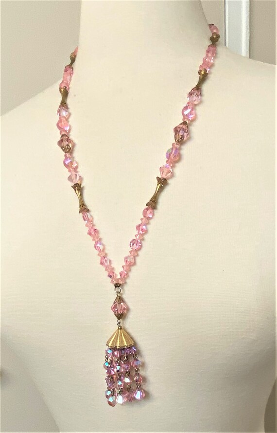 Stunning Vintage Faceted Pink Glass Aurora Borali… - image 8