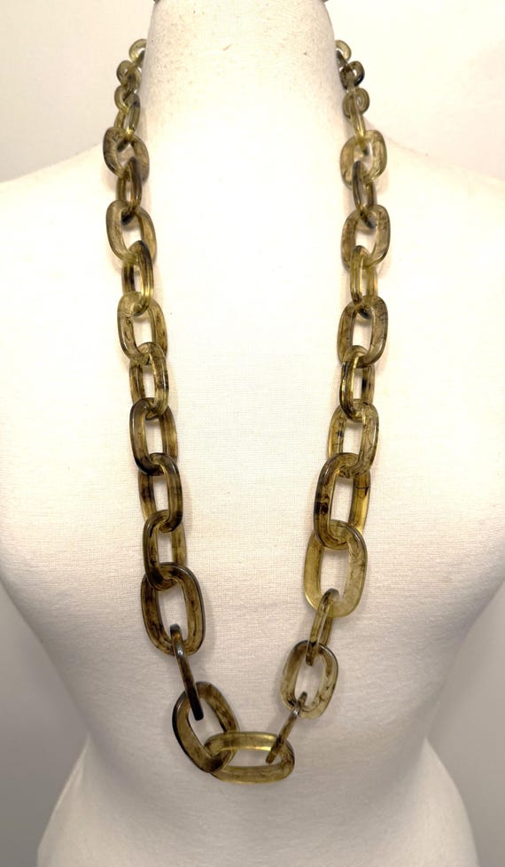 Clear Green Acrylic Chain Long Necklace