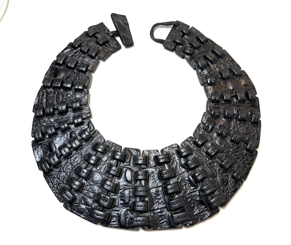 Gerda Lynggaard Monies Black Leather Statement Bib Necklace
