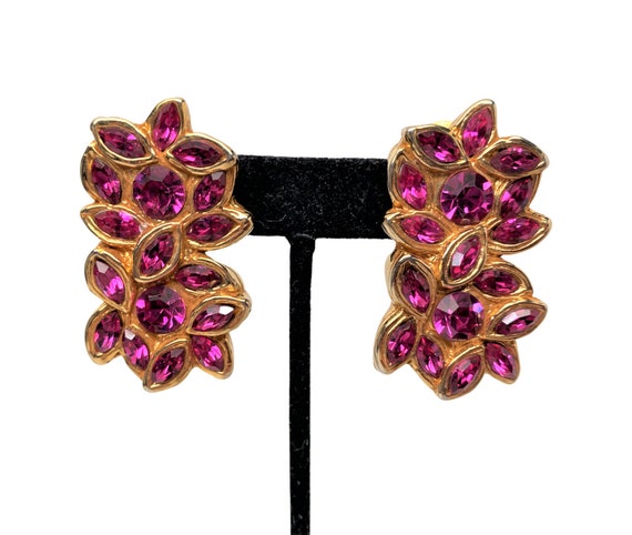 Vintage Christian Lacroix Gold Plated & Pink Crys… - image 2