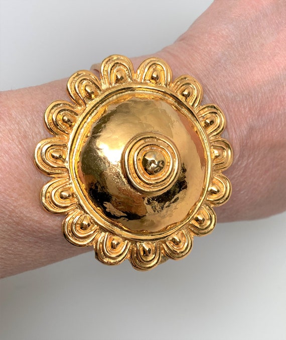 Stunning Rare Christian Dior 1971 Large Etruscan Style Medallion Bracelet