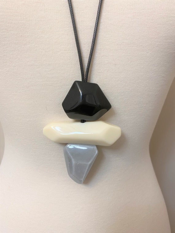 Stunning Danish Designer Modernistic Resin Long Necklace