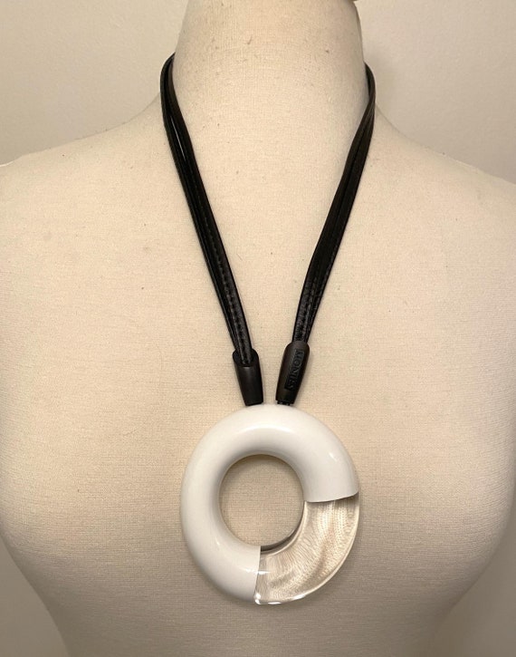Gerda Lynggaard Monies Leather, White & Clear Acrylic Pendant Necklace