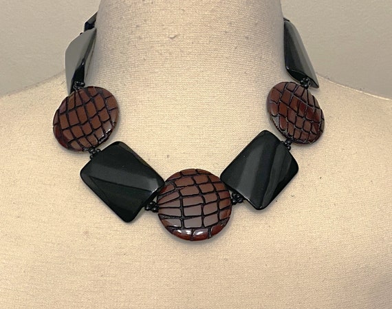 ANGELA CAPUTI Black & Brown Resin Necklace