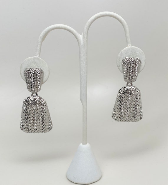 Silver Tone Texture Dangle Earrings