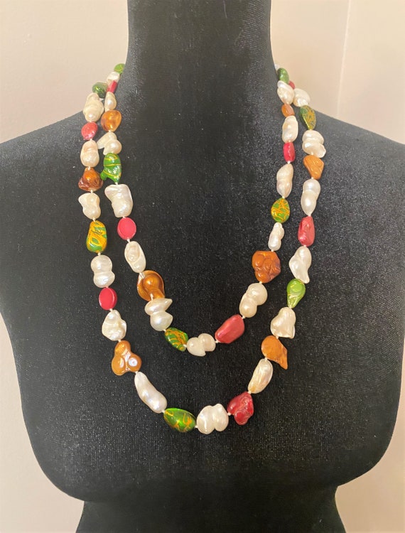 Vintage Mother of Pearl Long Strand Necklace