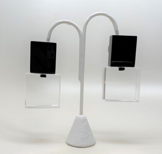 Danish Designer Gerda Lynggaard Monies Square Lucite & Ebony Large Earrings