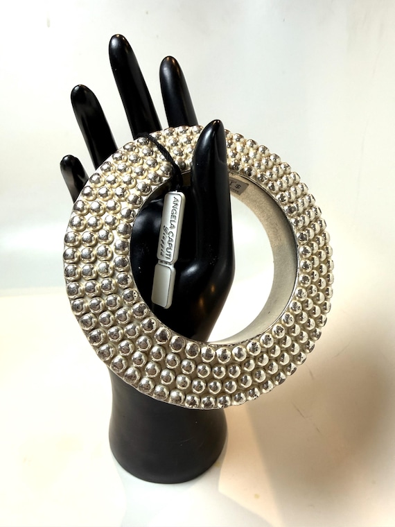 Angela Caputi Distressed Silver Tone Metal Bangle Bracelet