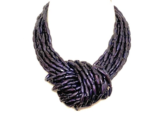 ANGELA CAPUTI Purple Acrylic Beads Multi Strand Necklace