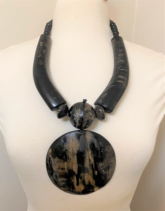 Gorgeous Danish Designer Statement Large Buffalo Horn Necklace