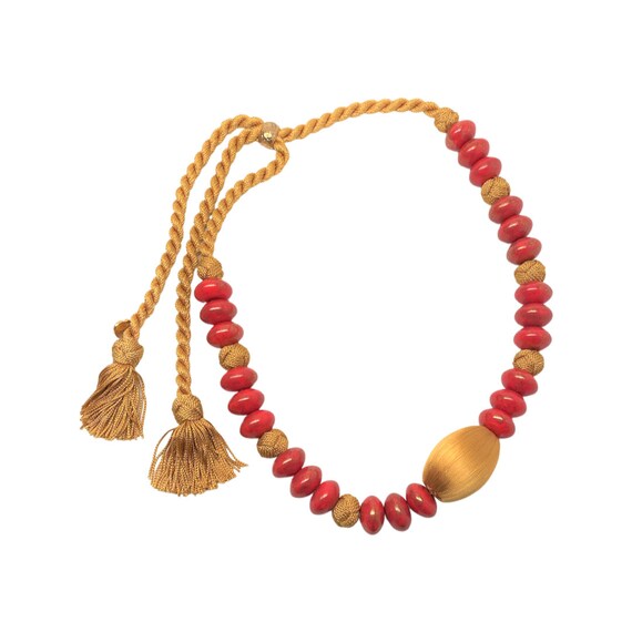 Yves Saint Laurent YSL Rive Gauche Red Beads and … - image 3