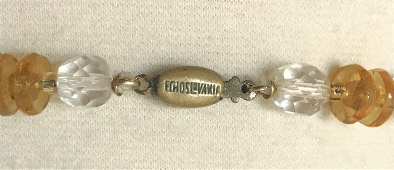 Vintage Czech Glass Long Necklace Marked On The Clasp