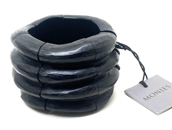 Exquisite Monies Gerda Lynggaard Ebony Wood Massive Bangle Bracelet