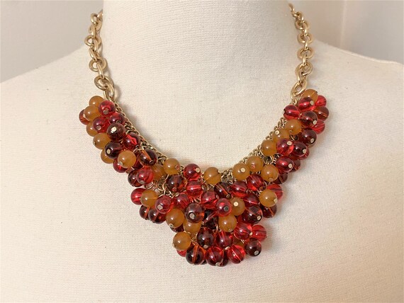 Vintage Gold Tone Chain, Resin Beads Necklace - image 2