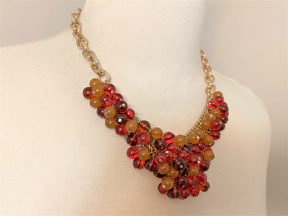 Vintage Gold Tone Chain, Resin Beads Necklace - image 5