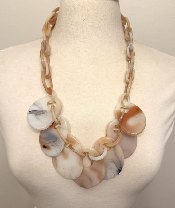 Beautiful Beige, Gray & Brown Acrylic Necklace