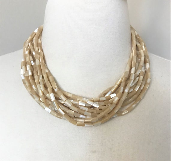 Beautiful Multi Strand Natural Shell Beads Neckla… - image 1