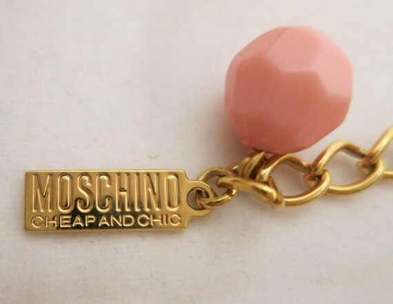 Stunning Moschino Resin Lime and Pink Resin Neckl… - image 5