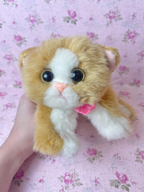 Vintage Kitty Kitty Kittens Orange Satin Bow Rare Pink 1990s Tyco