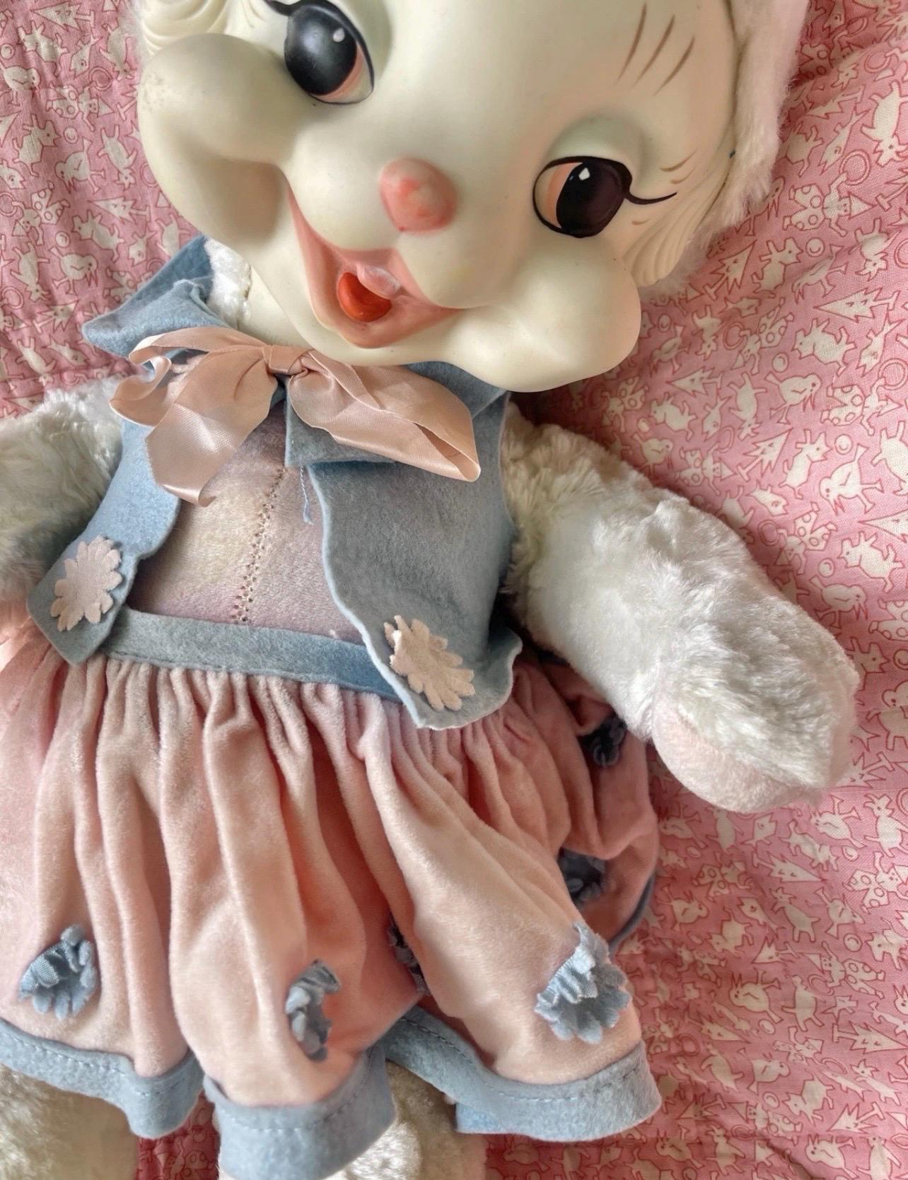 Vintage Rushton Star Crearions Jumbo Rabbit Plush Rubber Faced 1950s ...