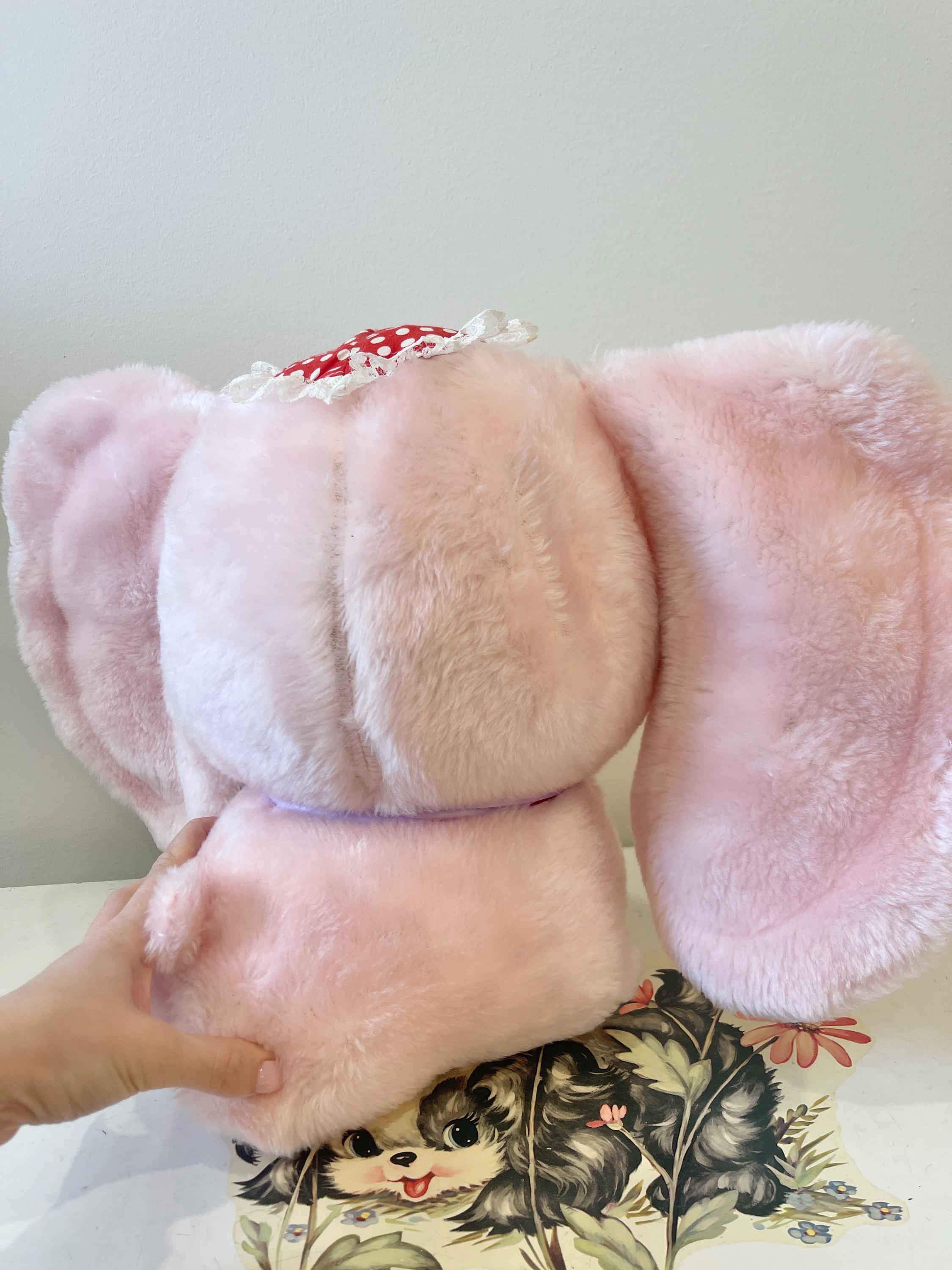 Vintage Large Rattle Nose Elephant Plush W Tags 1960s Kitschy