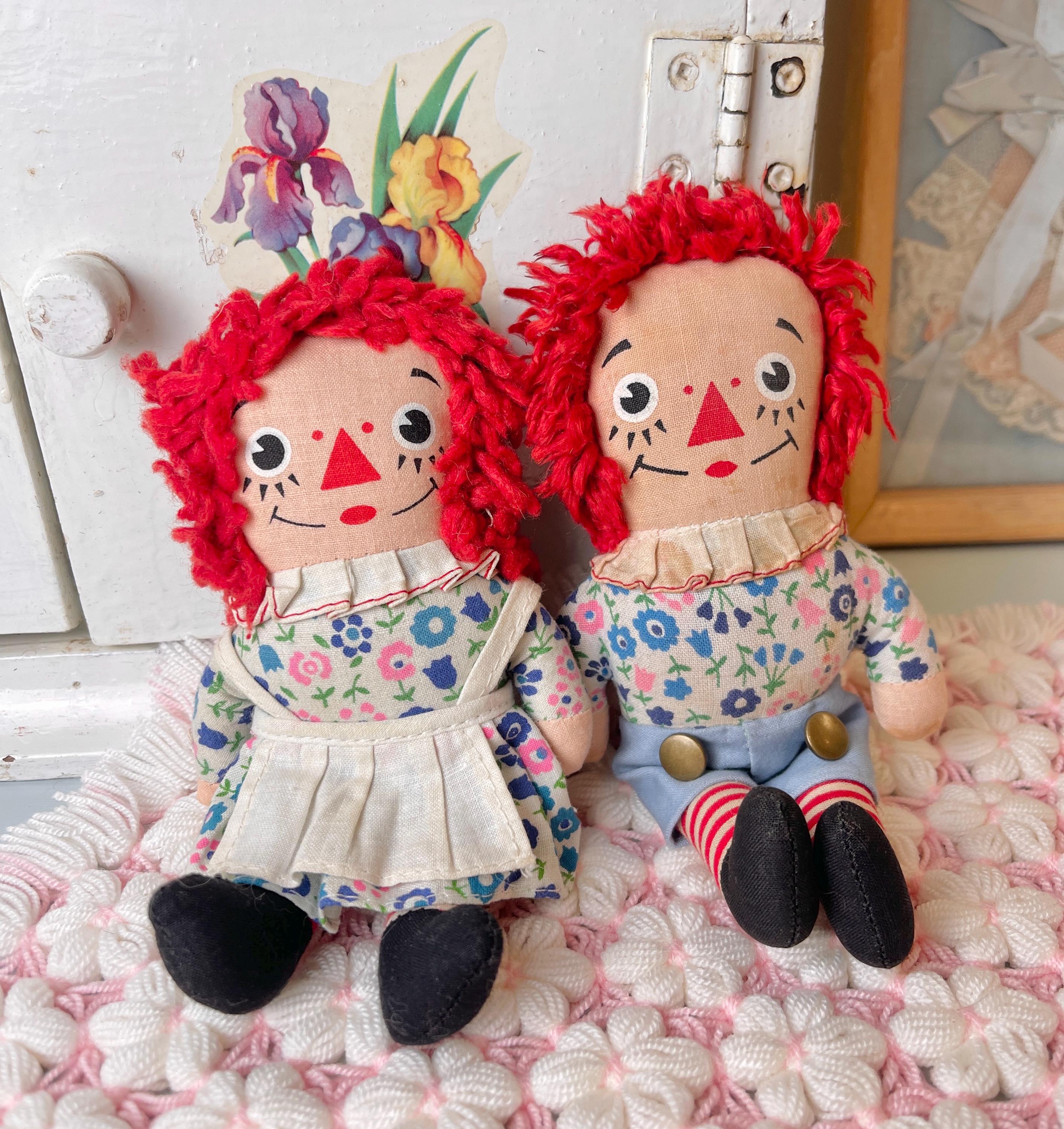 Vintage Mini Cute Raggedy Ann and Andy Doll Knickerbocker 1970s