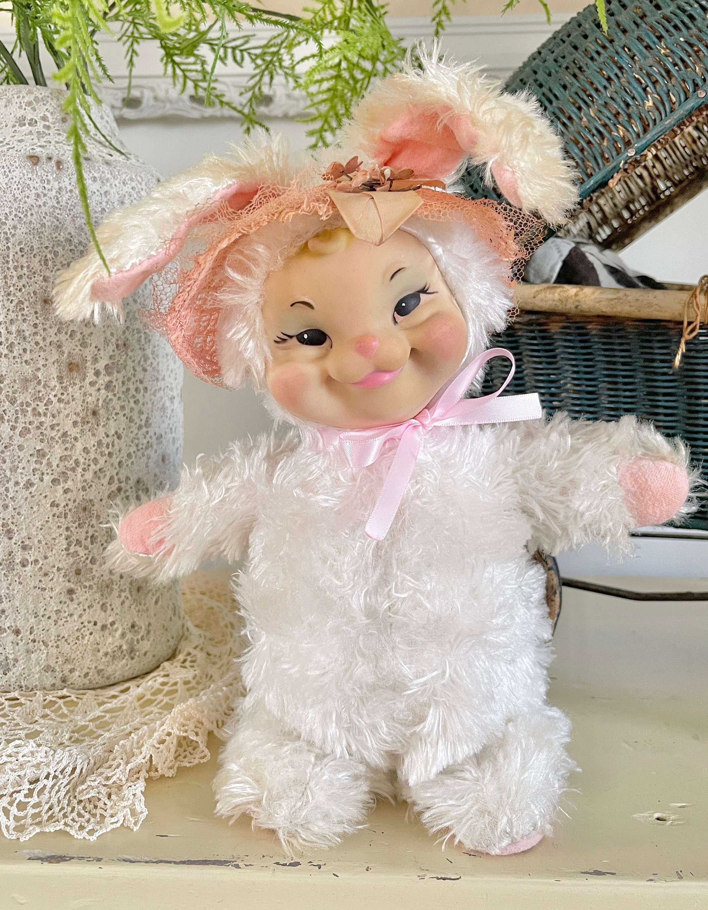 Vintage Rushton Star Creations Molly Cotton Tail White Bunny