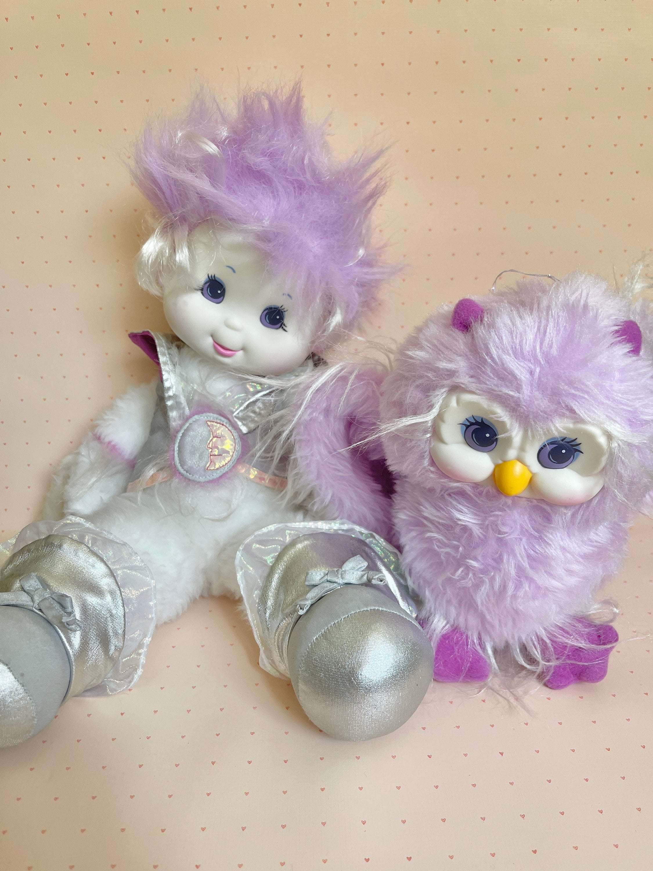 WonderWhims ワンダーウィムズ　妖精　ぬいぐるみ　人形　アンティーク Vintage Wonder Whims Plush Moonglow and PM Owl 1980s Purple - Etsy