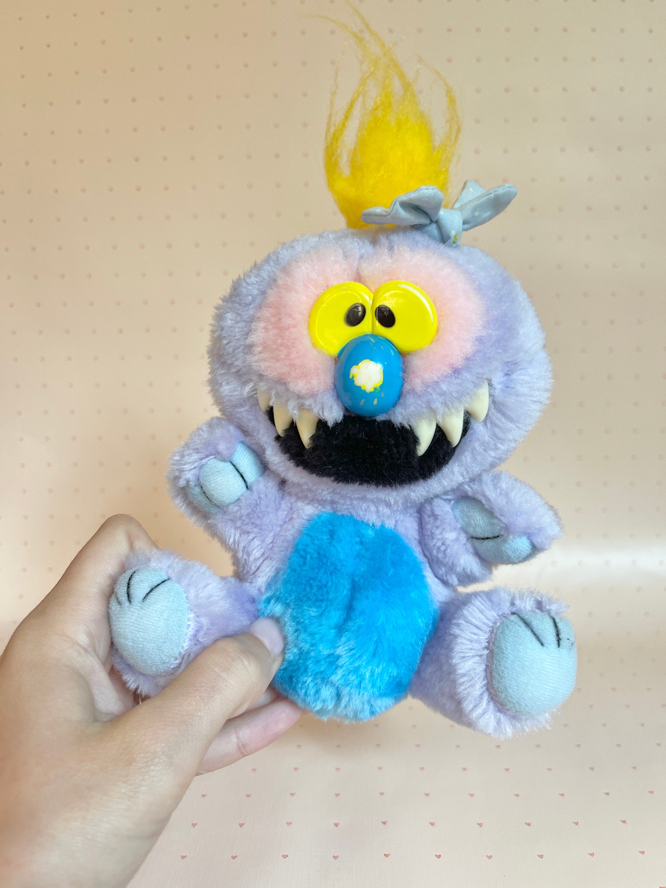 Vintage Kuddle Uglee Plush Purple Monster 1980s Tara Toys