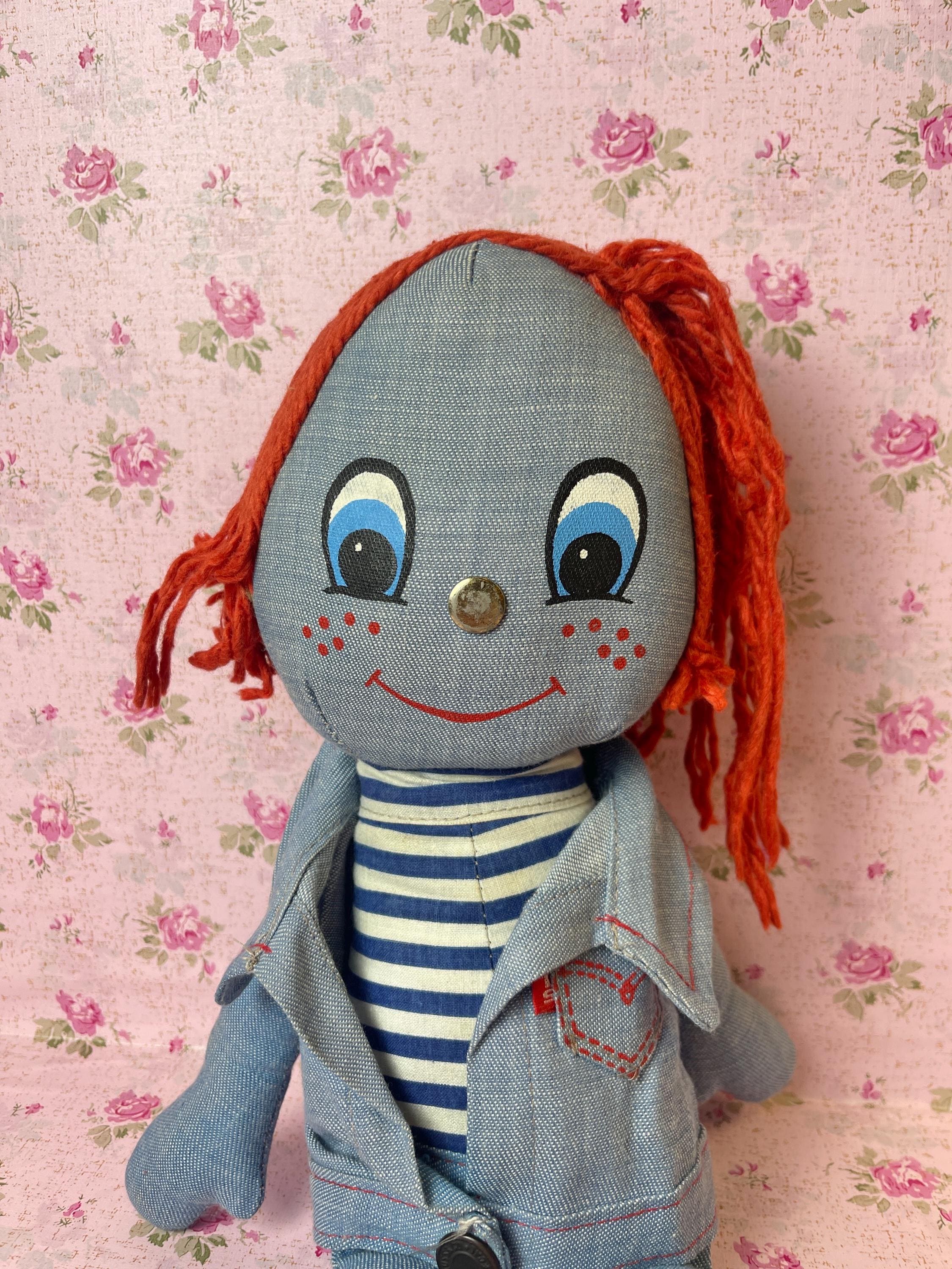 Vintage Knickerbocker Levis Rag Doll Plush Denim 1970s Red Hair - Etsy