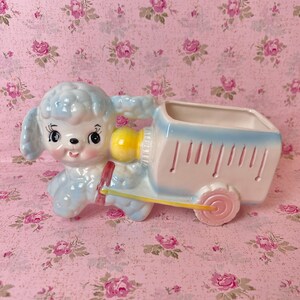 Vintage Relpo Samson Import Japan Planter Sheep Lamb Kitsch 1960s Bottle Cart