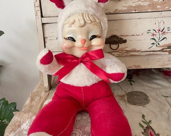 Vintage Rushton Star Creations Cuddle Bunny Plush Rubber Face 1960s Rare