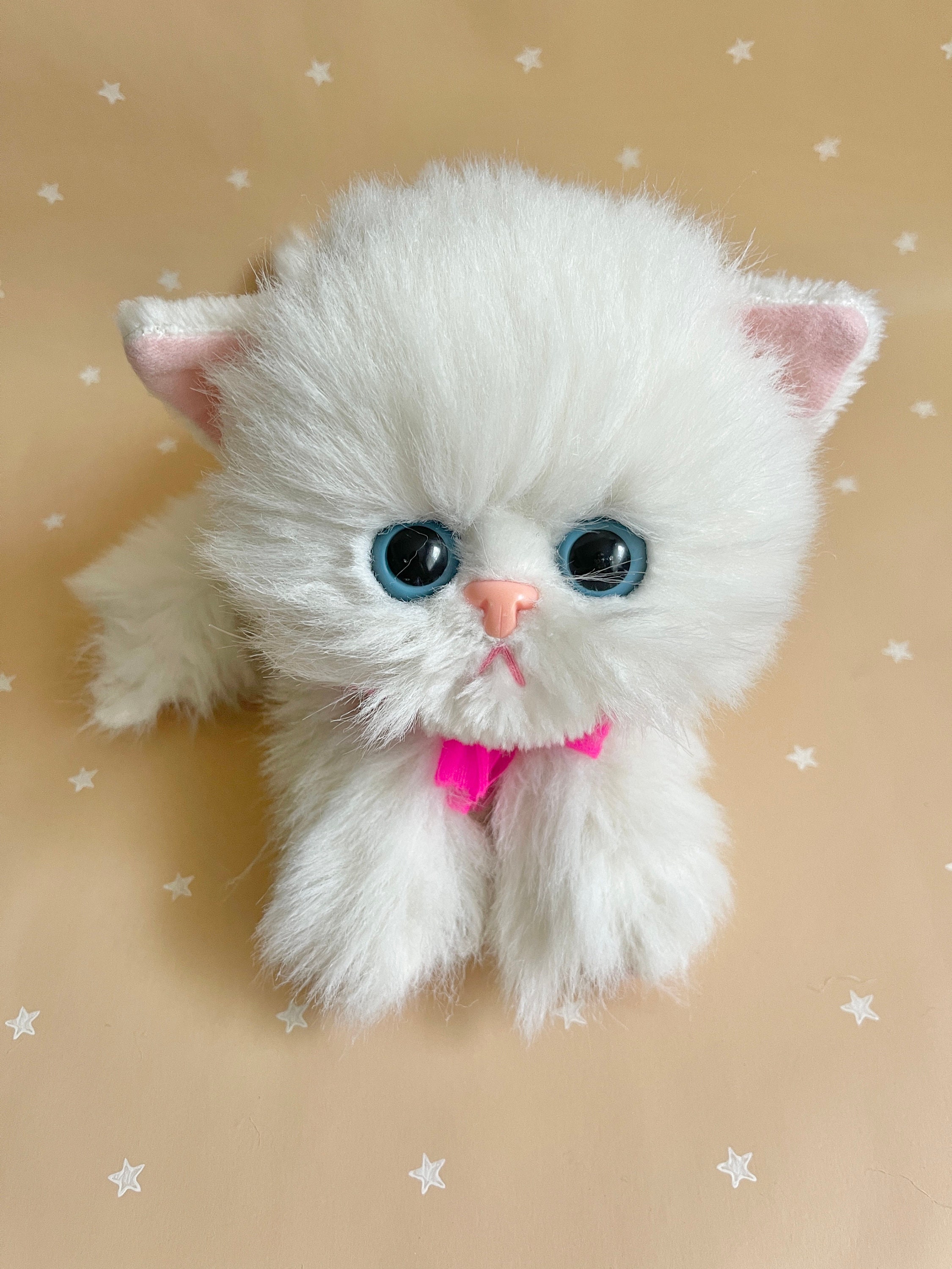 Vintage Tyco Kitty Kitty Kittens Plush Snowball White Cat Purring