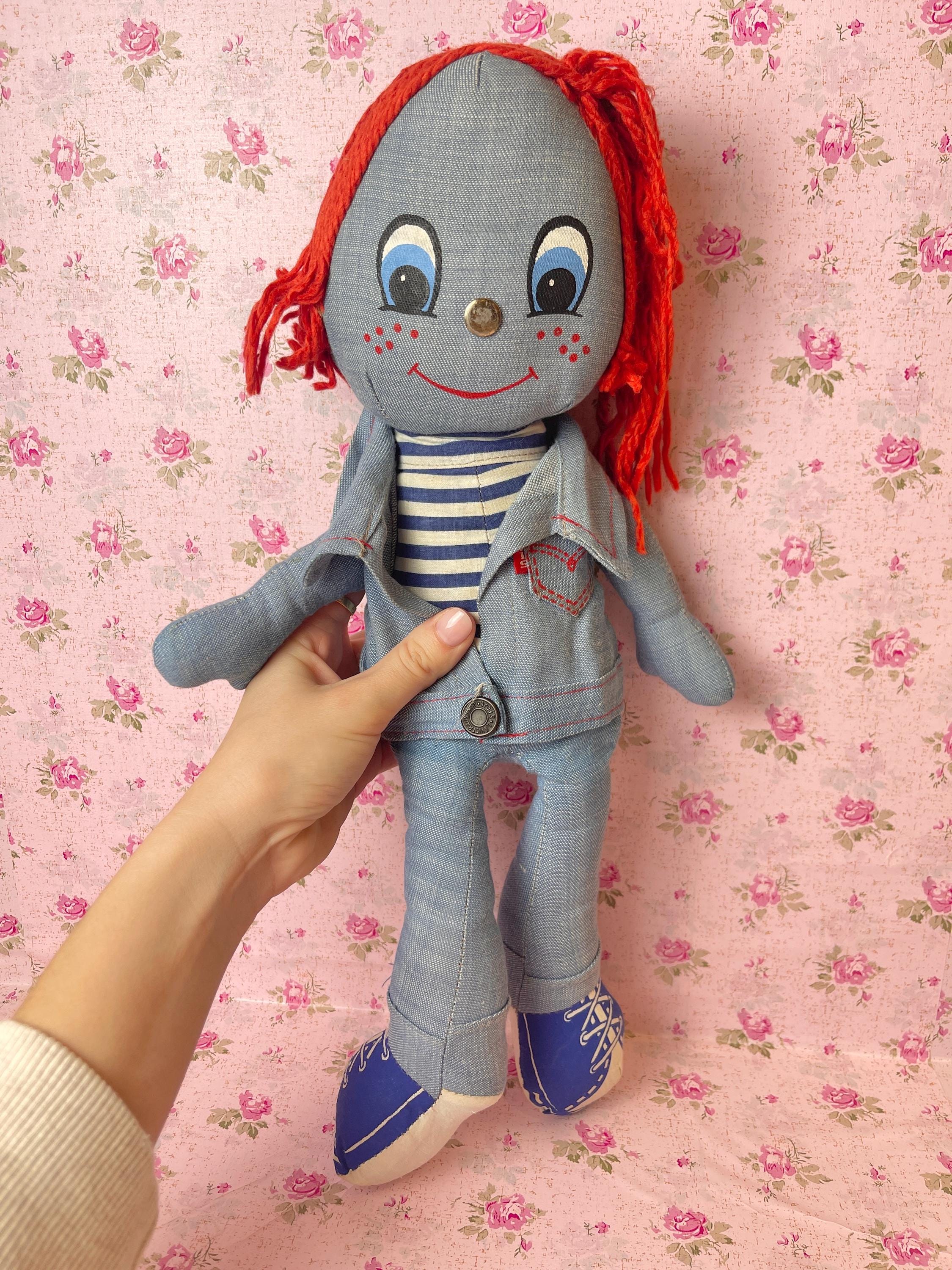 Vintage Knickerbocker Levis Rag Doll Plush Denim 1970s Red Hair - Etsy