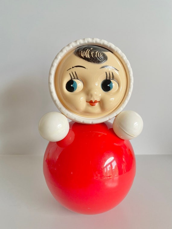 Vintage Nevalyashka Roly Poly Russian Celluloid Plastic Soviet Toy Doll USSR* 