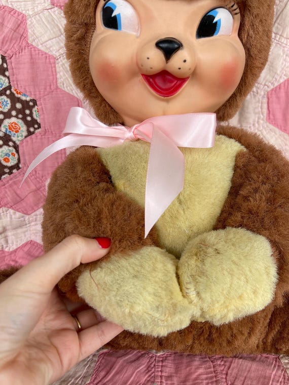 ヴィンテージ ラバーフェイス キッチュ ハッピー テディベア