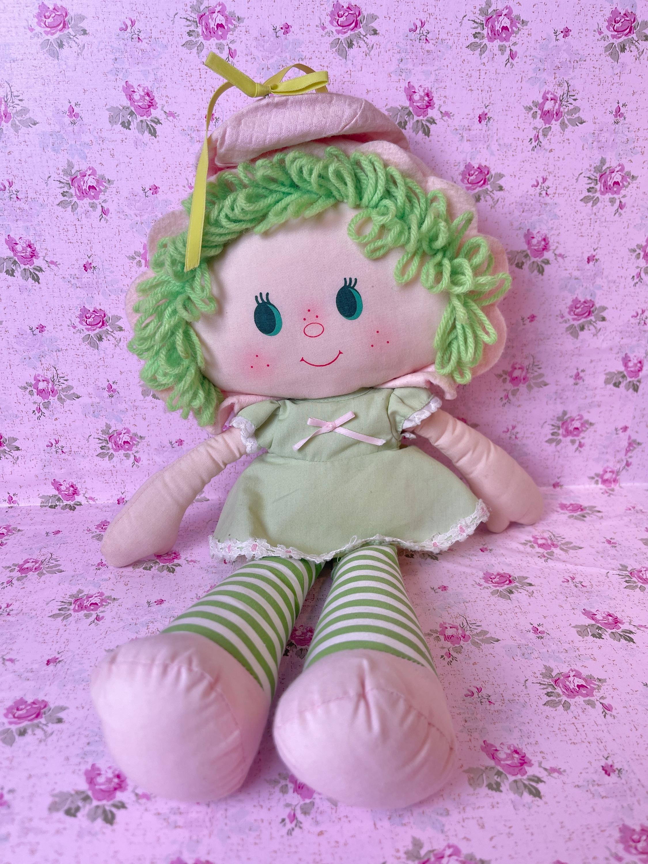 Vintage Strawberry Shortcake Lime Chiffon Rag Doll Plush 1980s