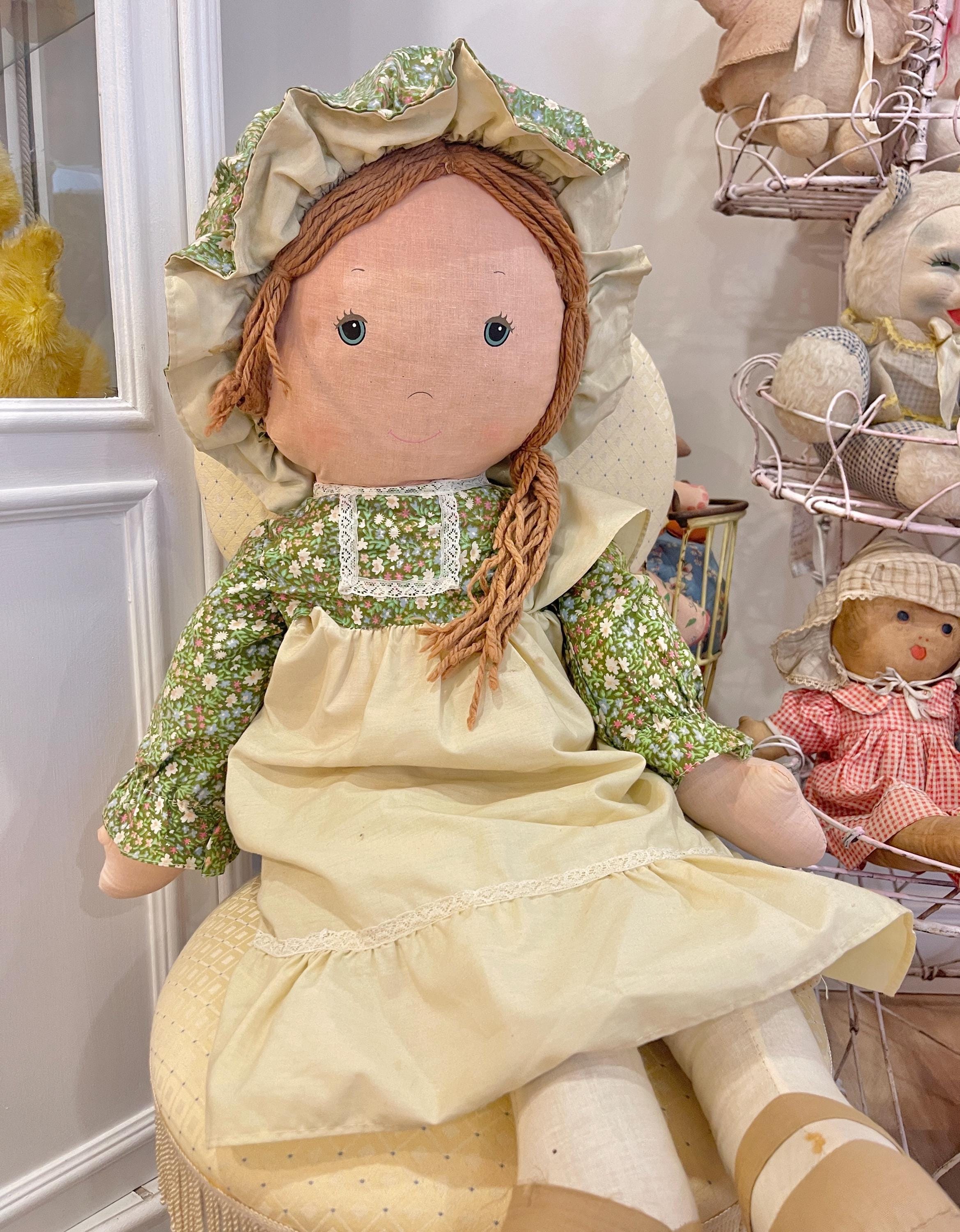 Vintage HUGE Holly Hobbie Plush Rag Doll Amy Green Dress