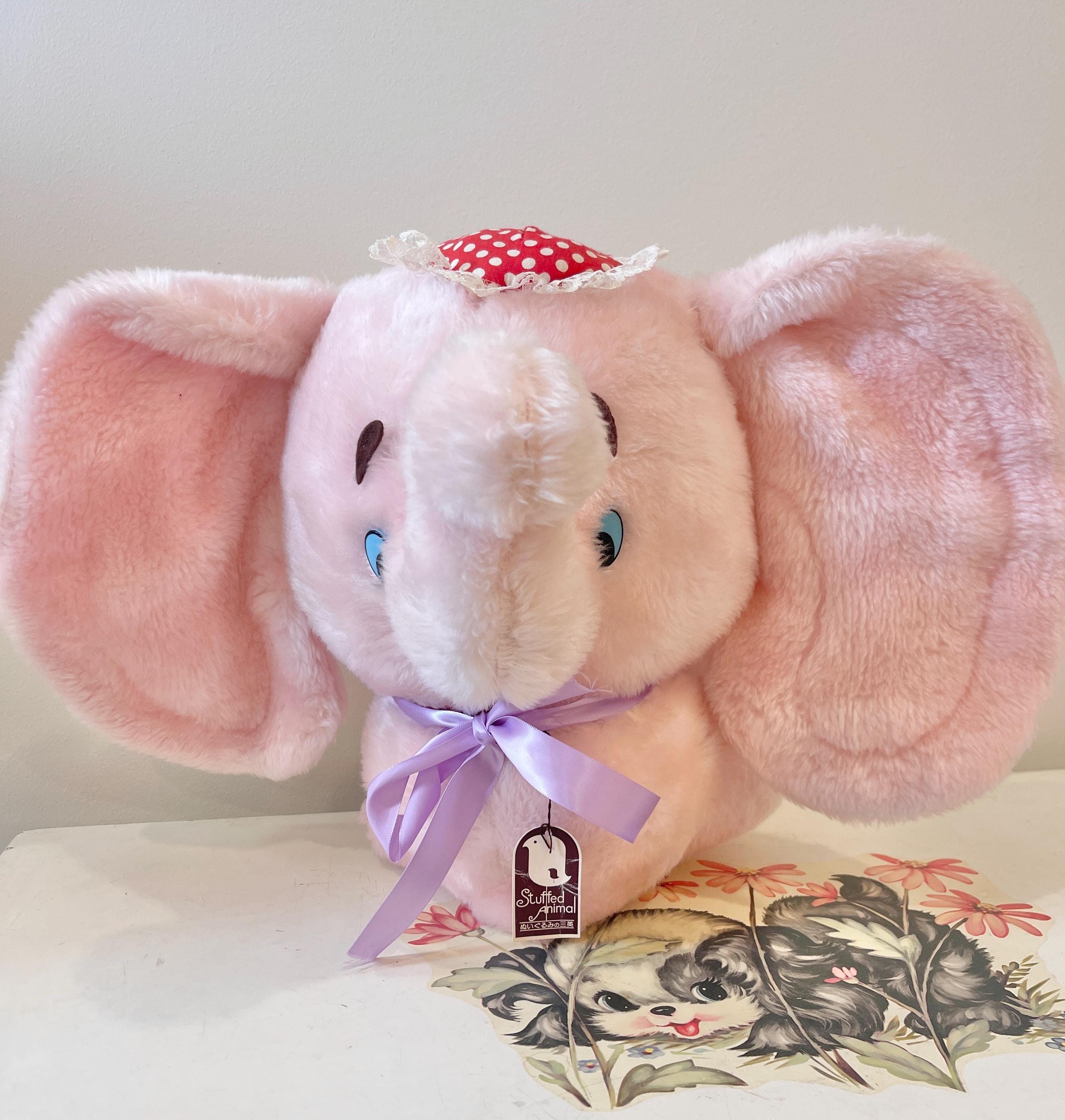 Vintage Large Rattle Nose Elephant Plush W Tags 1960s Kitschy