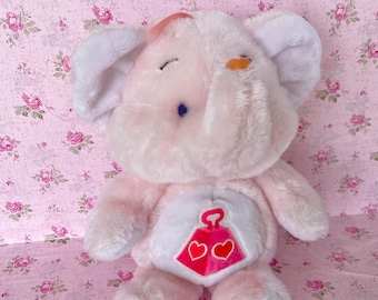 Vintage Care Bears Cousins Lotsa Heart Elephant 1980s Kenner Plush Pink Carebear