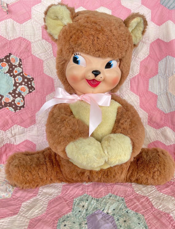 ヴィンテージ ラバーフェイス キッチュ ハッピー テディベア