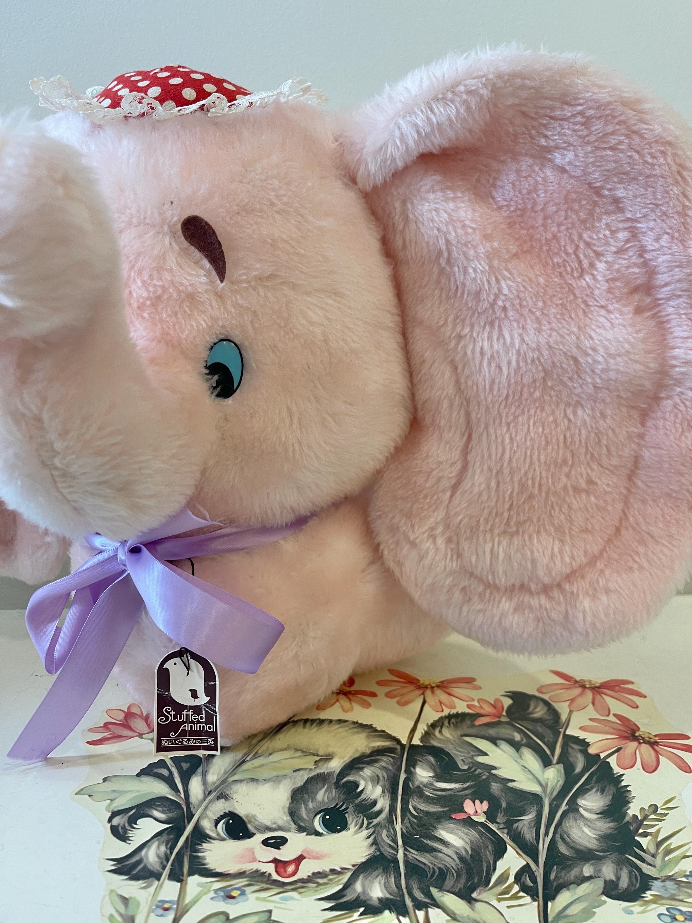 Vintage Large Rattle Nose Elephant Plush W Tags 1960s Kitschy