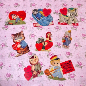 Lot de cartes vintage pour la Saint-Valentin, années 50 60, kitsch