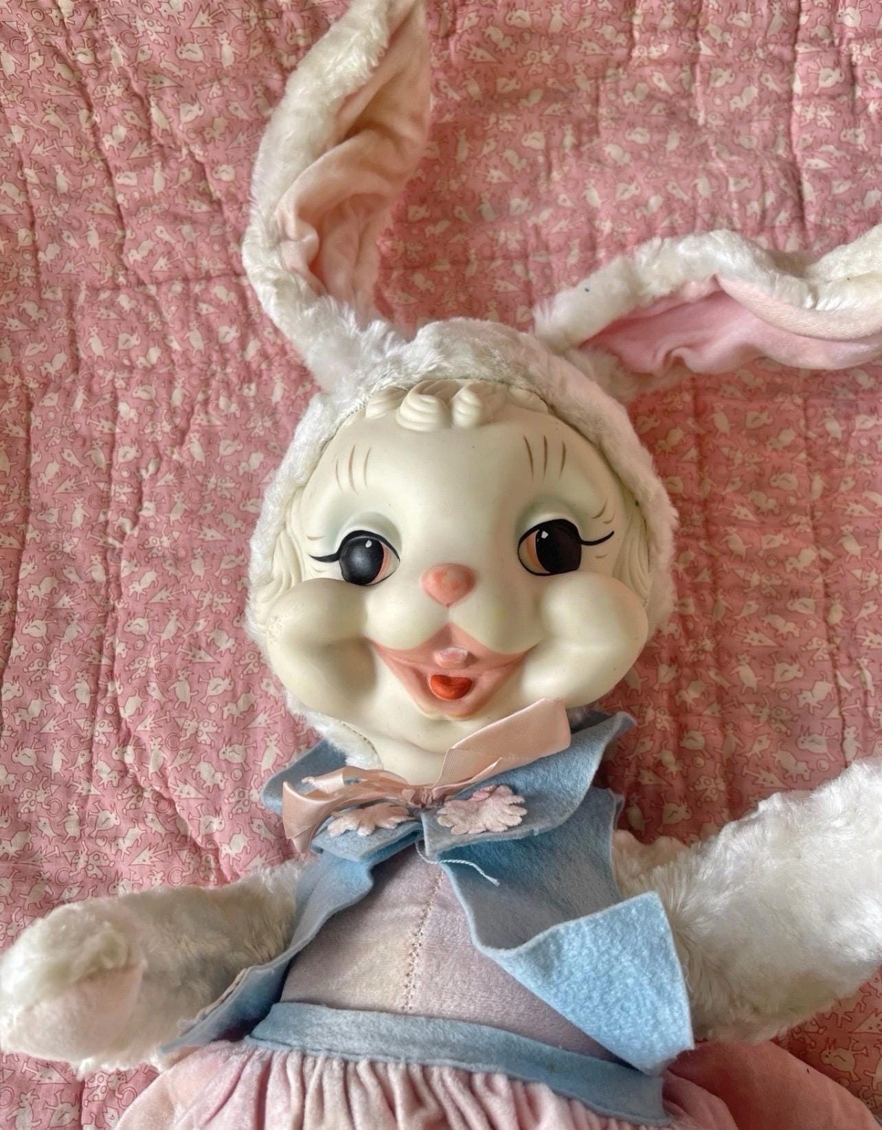 Vintage Rushton Star Crearions Jumbo Rabbit Plush Rubber Faced 1950s ...