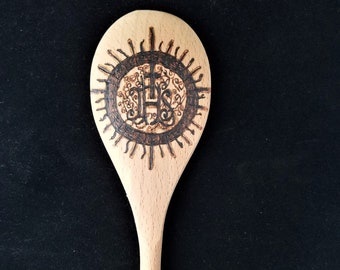 Wood Spoon, Catholic gift, kitchen utensil, cooking spoon, kitchen decor, home decor, housewarming gift, gift for priest, wood burn spoon