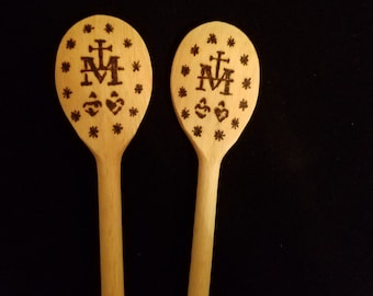 Religious Wood burned Spoons, wedding gift, Confirmation gift, priest gift, religious gift, hostess/host gift, chef gift, Catholic gift