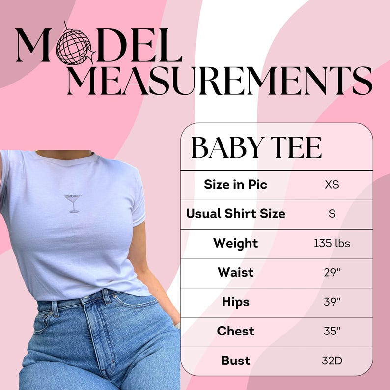 baby tee model measurements